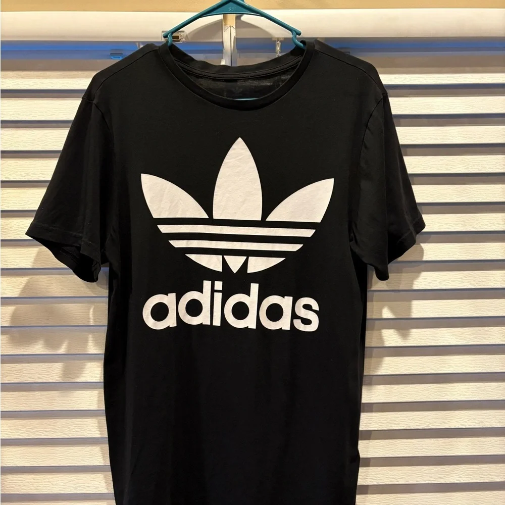 Adidas Men's Black Tee with White Logo